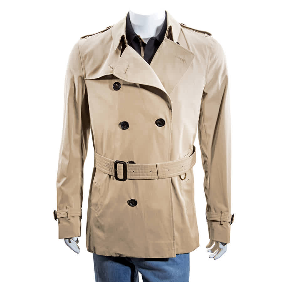 burberry men's sandringham short trench coat