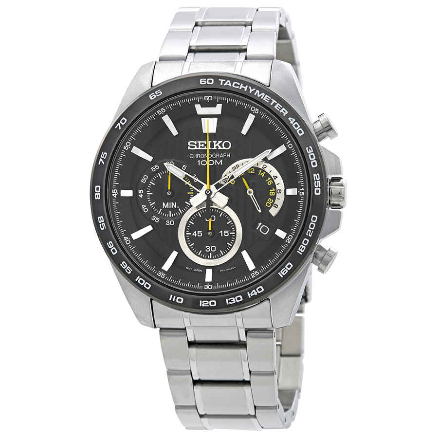 seiko chronograph black dial men's watch