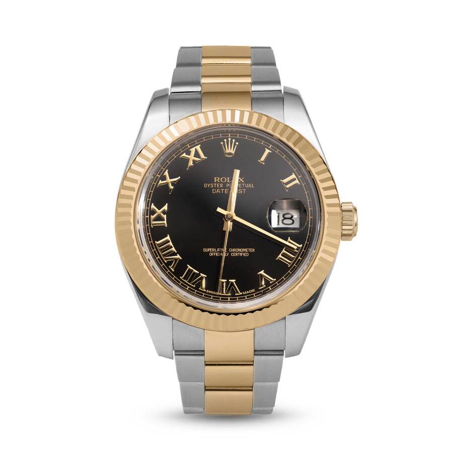 Preowned Rolex Datejust Automatic Chronometer Black Dial Mens Watch 116333 BKRO