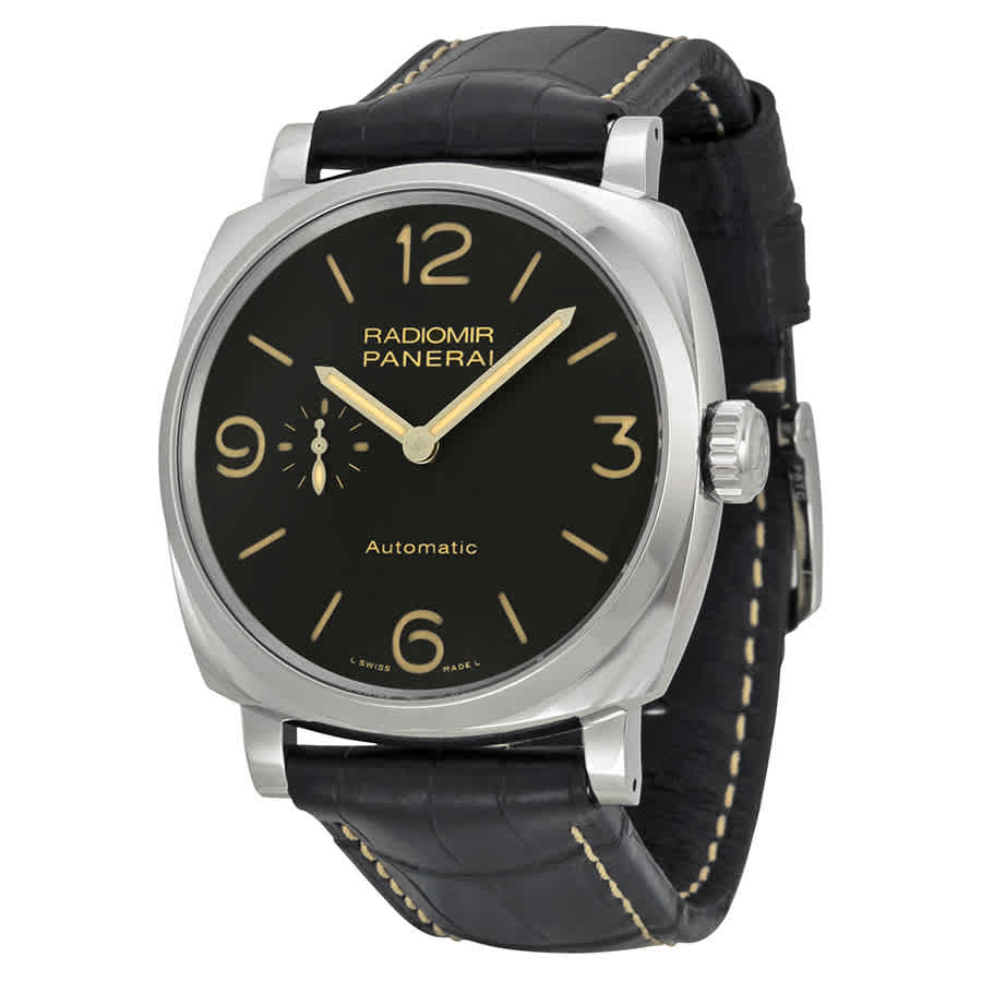 panerai men's radiomir 1940 3 day black dial strap watch