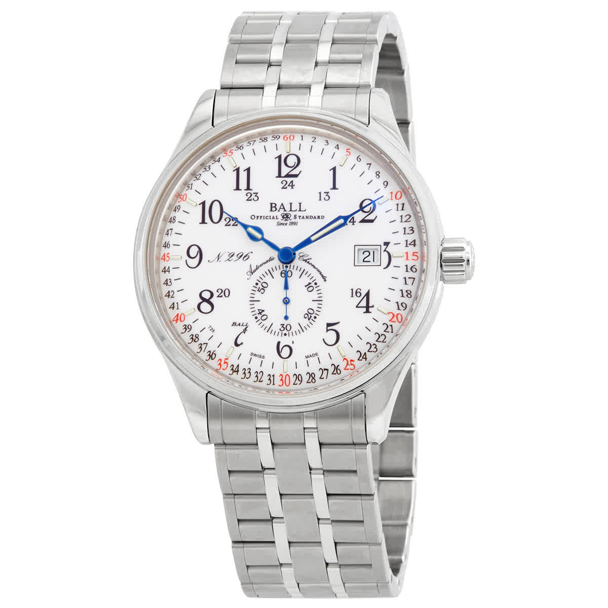 Ball Trainmaster Railroad Automatic Chronometer White Dial Mens Watch NM3888D-S4CJ-WH