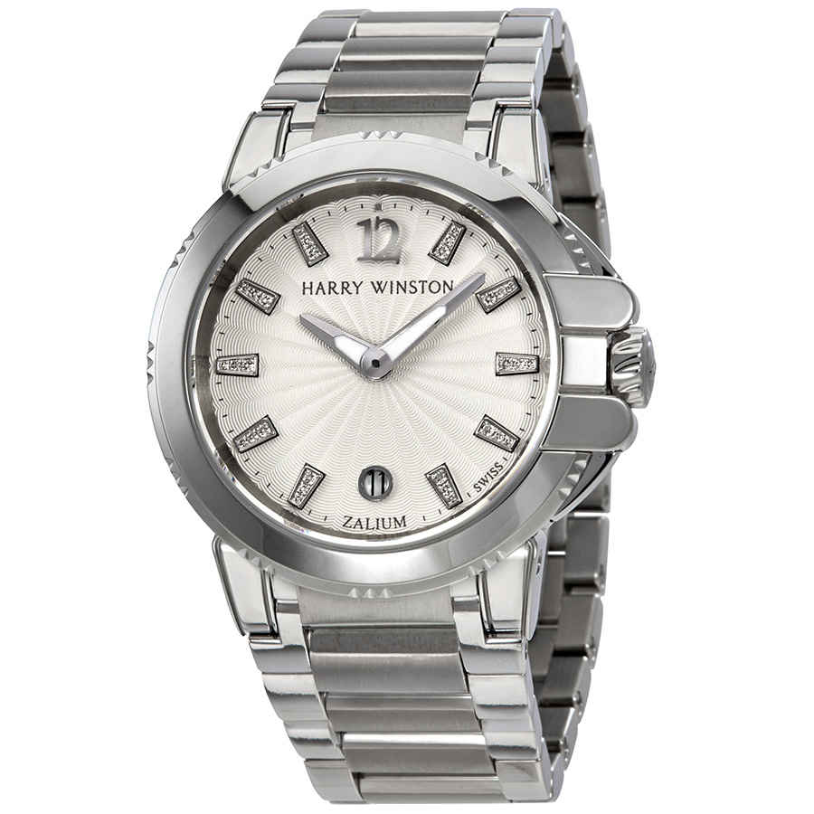 Harry Winston Ocean Sport Silver Diamond Dial Zalium Ladies Watch OCSQHD36ZZ004