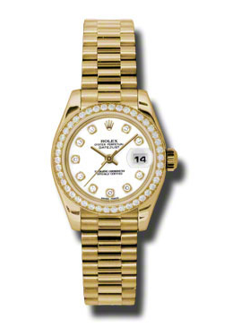 Rolex LadyDatejust 26 White Dial 18K Yellow Gold President Automatic Ladies Watch 179138WDP