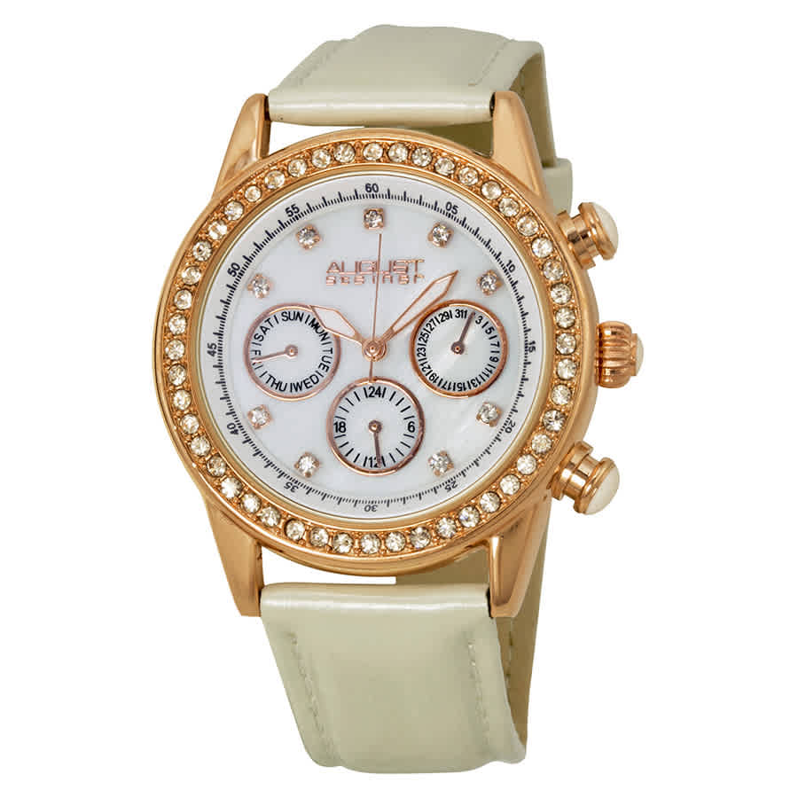 August Steiner Rose Gold-tone Ladies Watch As8018wt In Gold / Mother Of ...