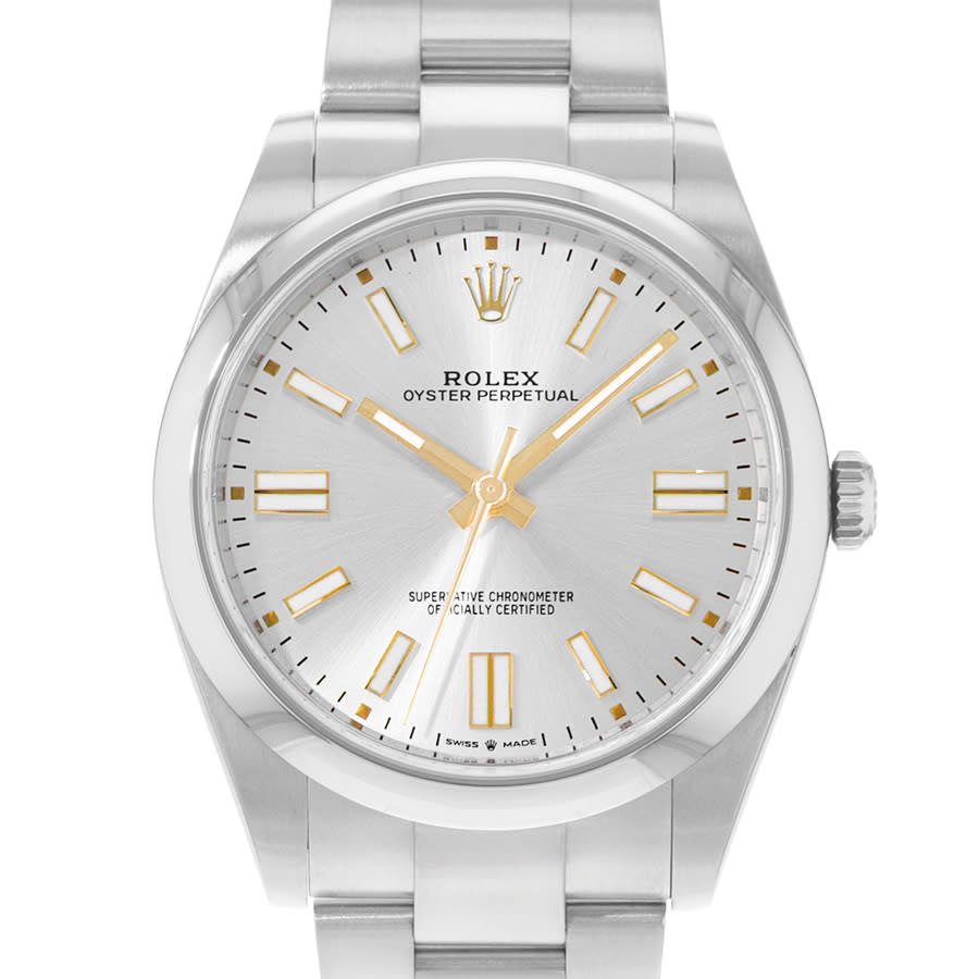 Preowned Rolex Oyster Perpetual 41 Automatic Chronometer Silver Dial Mens Watch 124300 SSO
