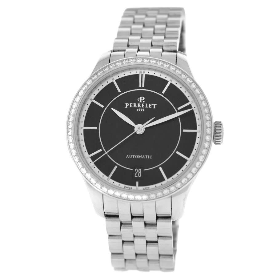 Pre-owned Perrelet First Class Lady Automatic Diamond Black Dial Ladies Watch A2070/6
