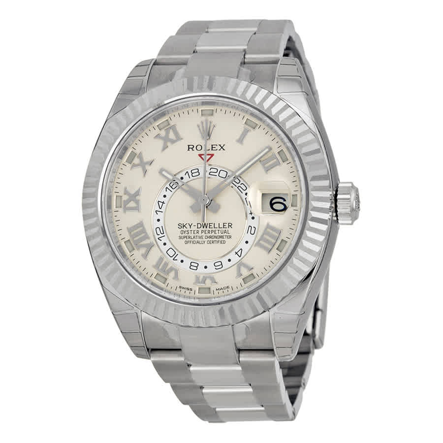 Rolex Sky Dweller Ivory Dial 18K White Gold Oyster Bracelet Automatic Mens Watch 326939IVRO