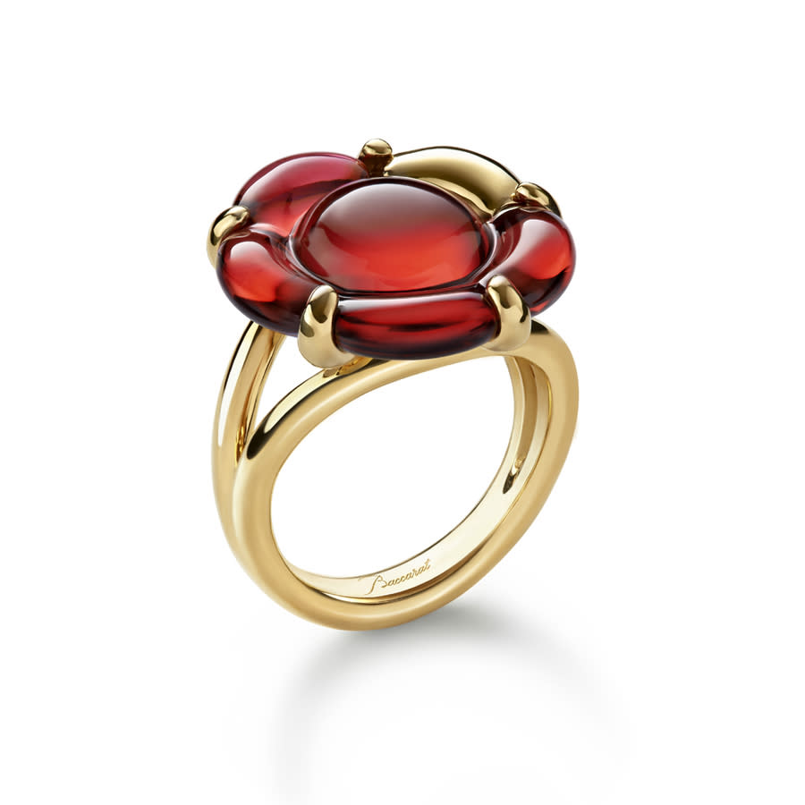 Baccarat 'B Flower' Ring Red Crystal Size 5 2807657
