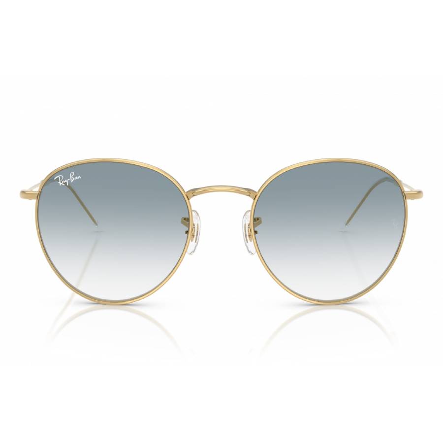 Ray-Ban Unisex Sunglass Round Reverse - Frame color: Arista Gold, Lens color: Clear Gradient Blue