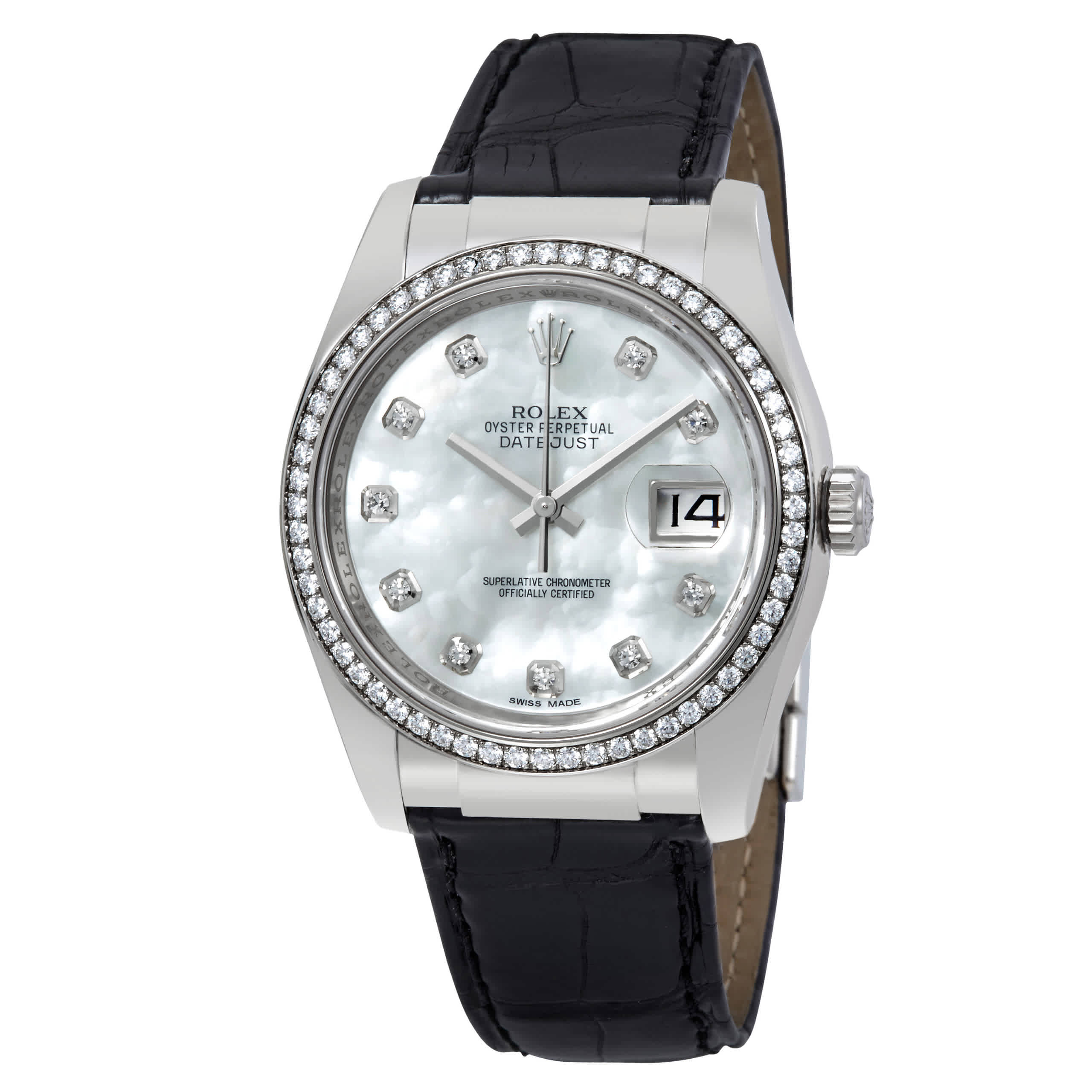 Rolex Datejust Mother of Pearl Dial Automatic Leather Ladies Watch 116189MDL