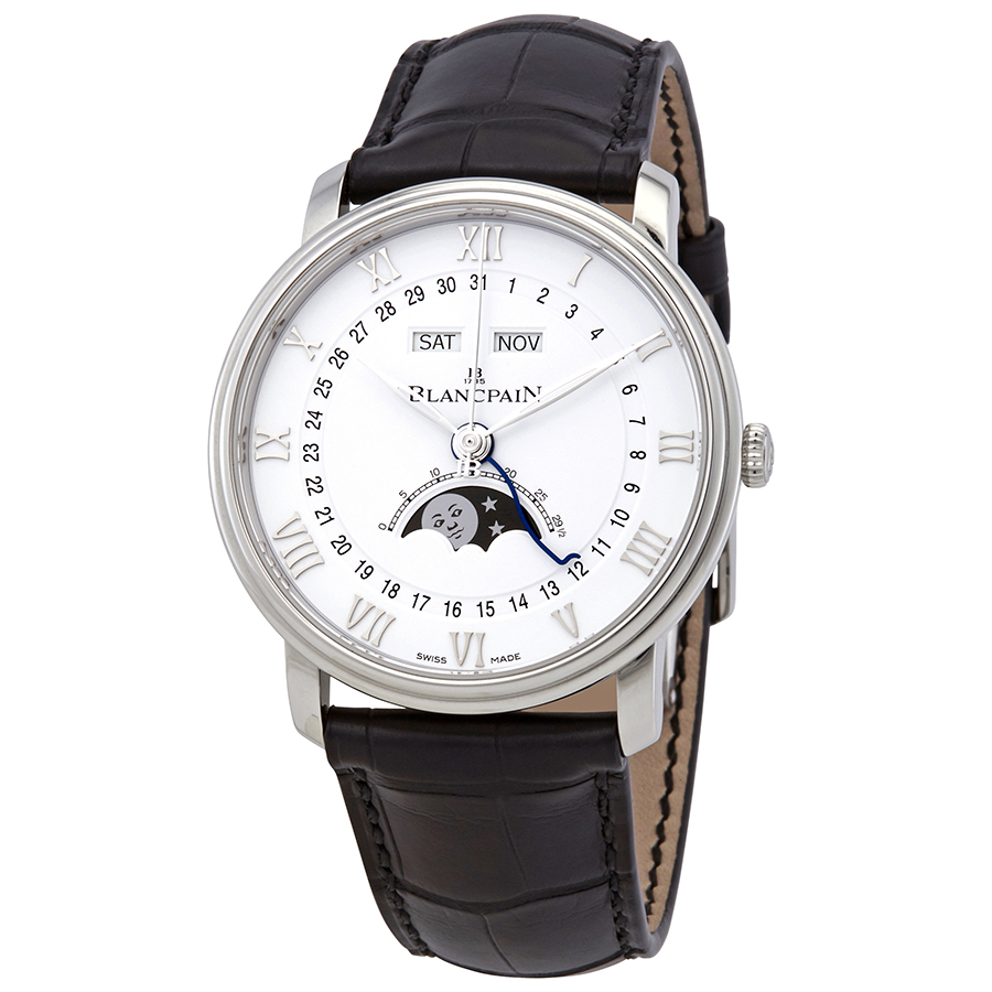 Pre-owned Blancpain Villeret Moonphase White Dial Mens Watch 6654-1127-55B 11000$