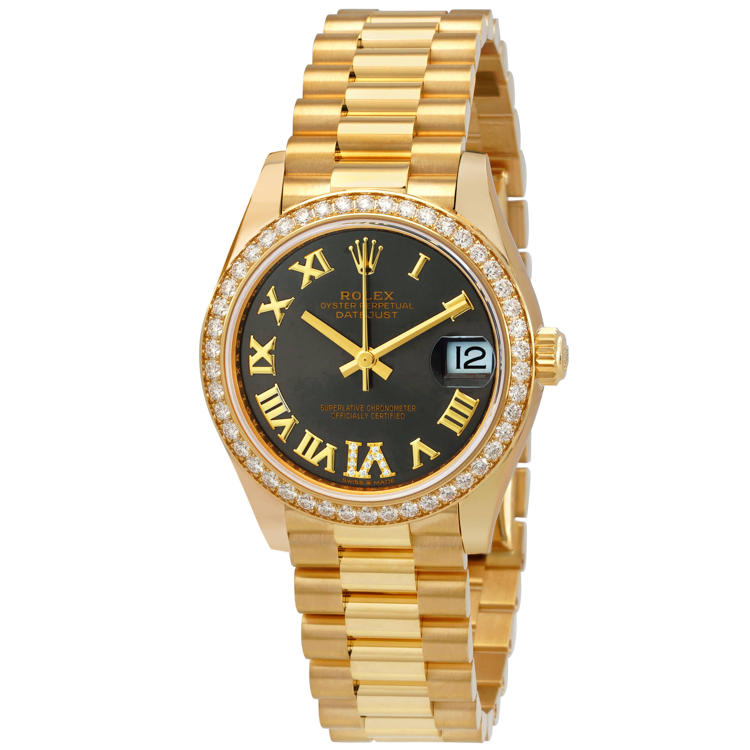 Rolex Datejust 31 Automatic 18kt Yellow Gold Diamond Grey Dial Ladies Watch 278288RRDP