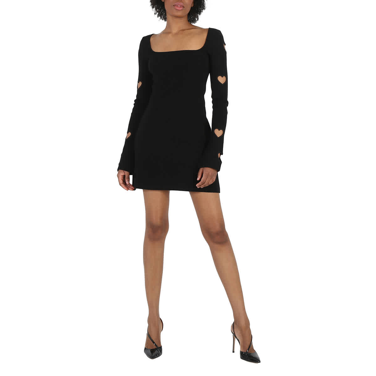 Pre-owned Mach & Mach Ladies Black Gaia Heart Cut Out Mini Dress