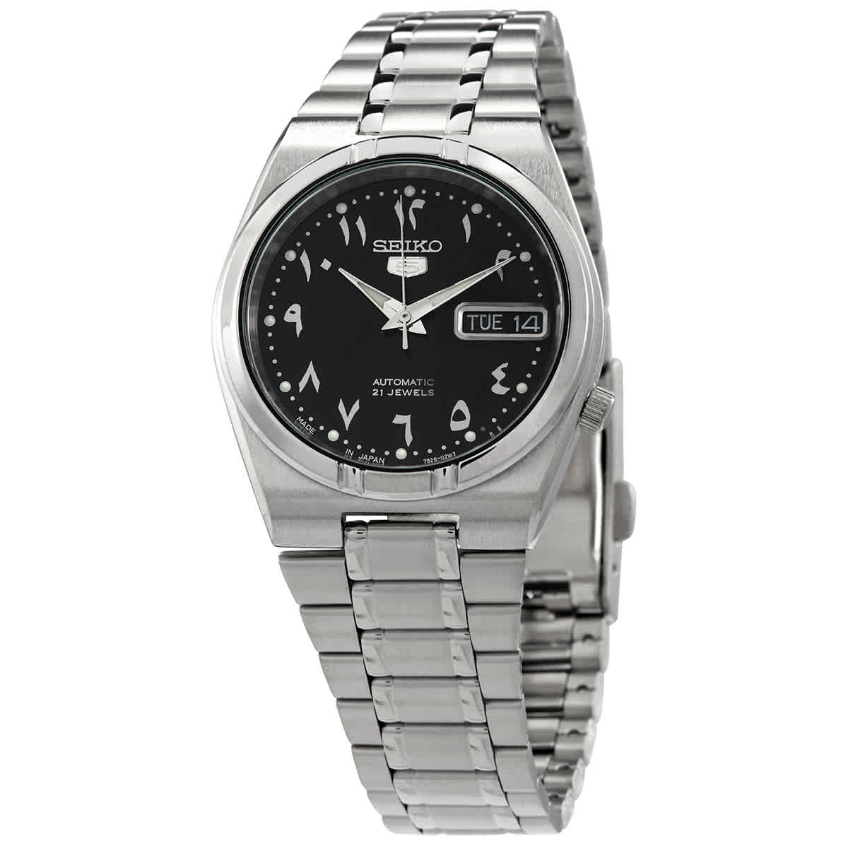 ryoo  Seiko 5 Automatic Black Arabic Dial Stainless Steel Men's