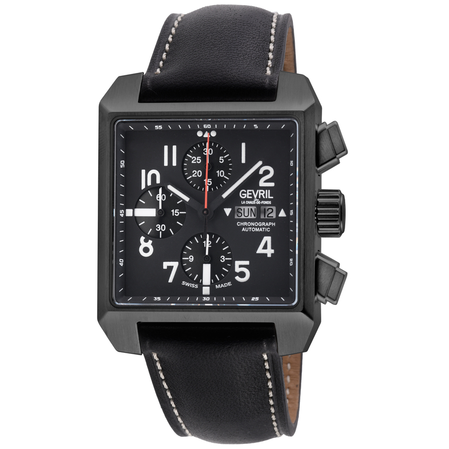 Gevril Herald Square Chronograph Automatic Black Dial Mens Watch 44702 1143$