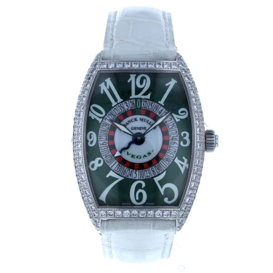 Franck Muller Tonneau Curvex Vegas 18K White Gold Mens Watch 6850-VEGASD 14000$