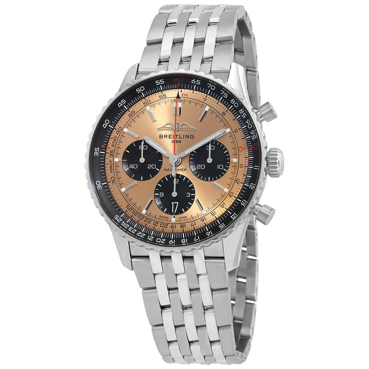 Breitling Navitimer Chronograph Automatic Chronometer Brown Dial Mens Watch AB0138241K1A1