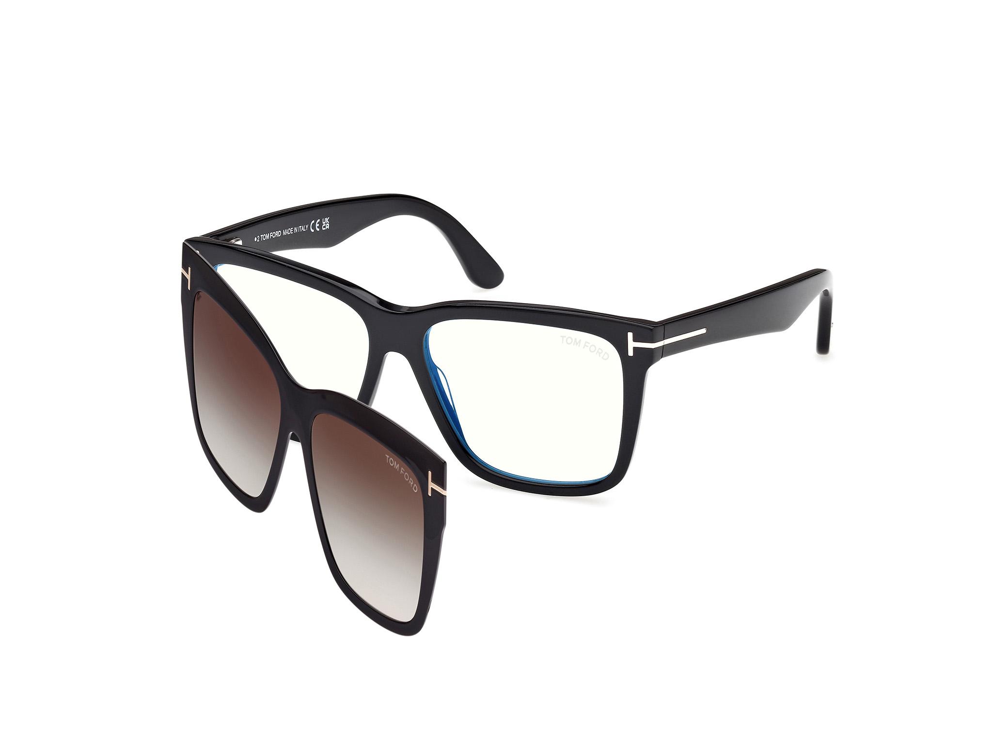 Tom Ford Blue Light Block with Gradient Smoke Clip On Square Mens Eyeglasses FT6069-B 001 54 175$
