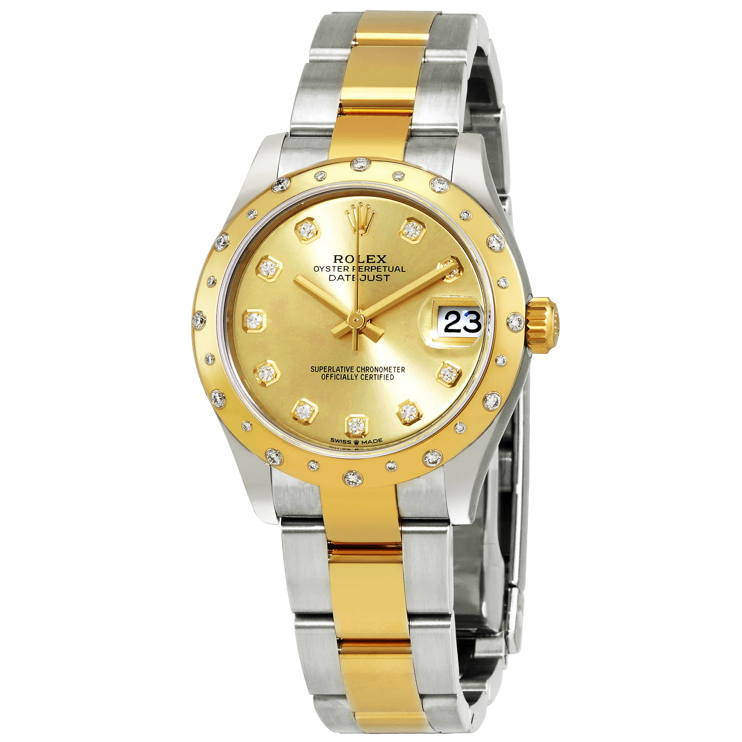 Rolex Datejust 31 Automatic Champagne Diamond Dial Ladies Steel and 18kt Yellow Gold Oyster Watch 278343CDO