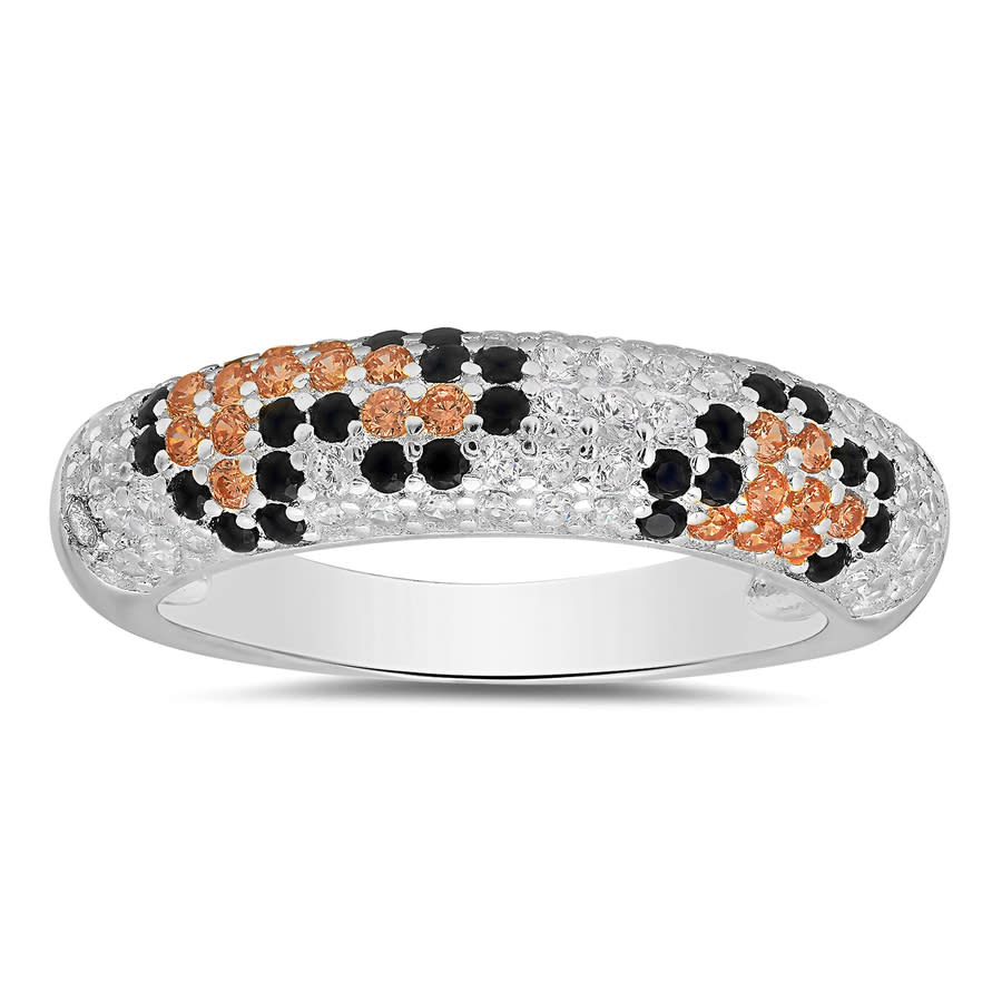 Kylie Harper Sterling Silver Leopard Skin Pave CZ Band Ring 57$