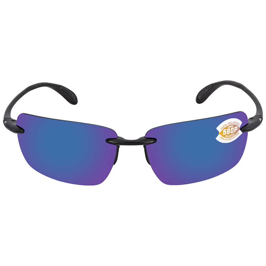 Costa Del Mar Costa Gulf Shore Shiny Black Frame Sunglasses w/Blue Mirror 580P Lenses 06S9074-90740466