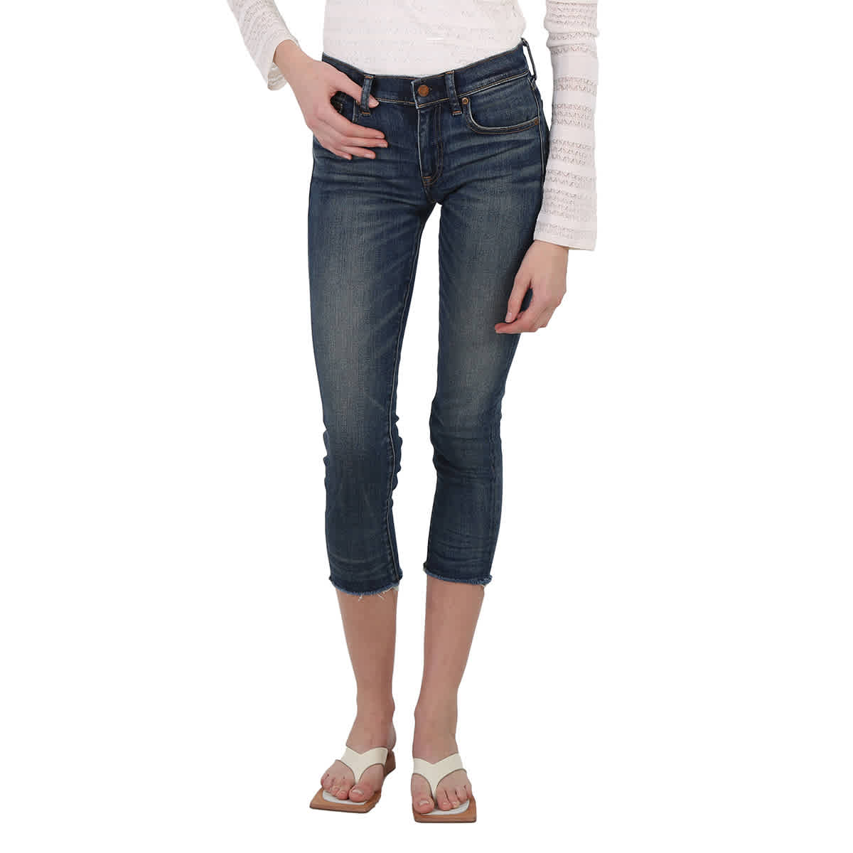 Ladies cropped skinny jeans hot sale