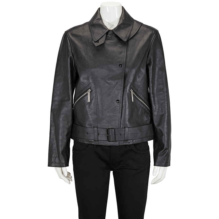 Ladies Black Leather Biker Jacket 