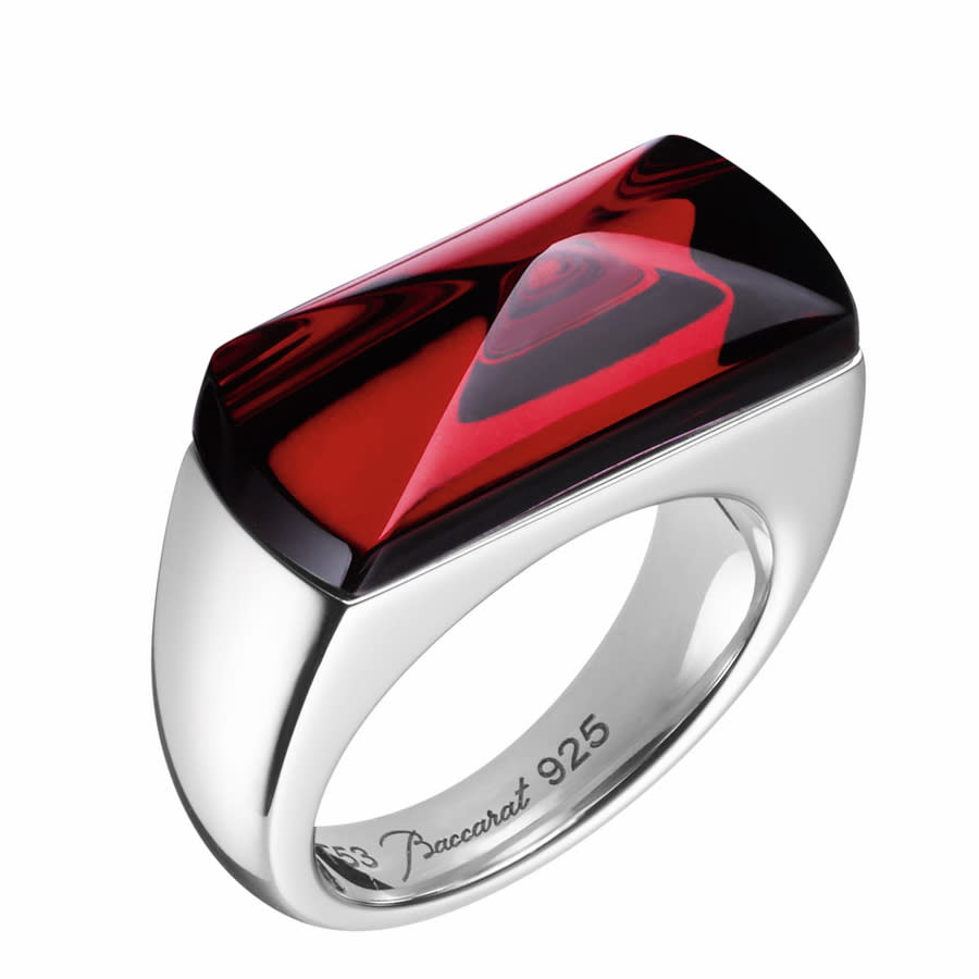 Baccarat Sterling Silver Red Crystal Statement Ring 2808008 165$
