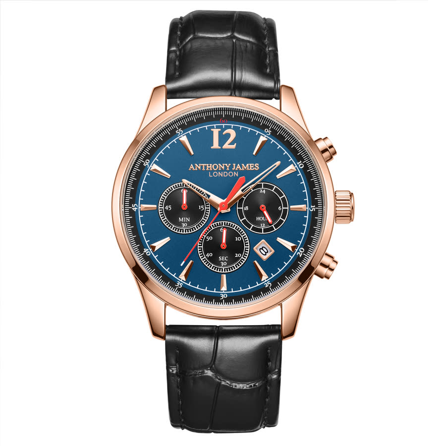 Anthony James Classic Chronograph Blue Dial Mens Watch AJ081