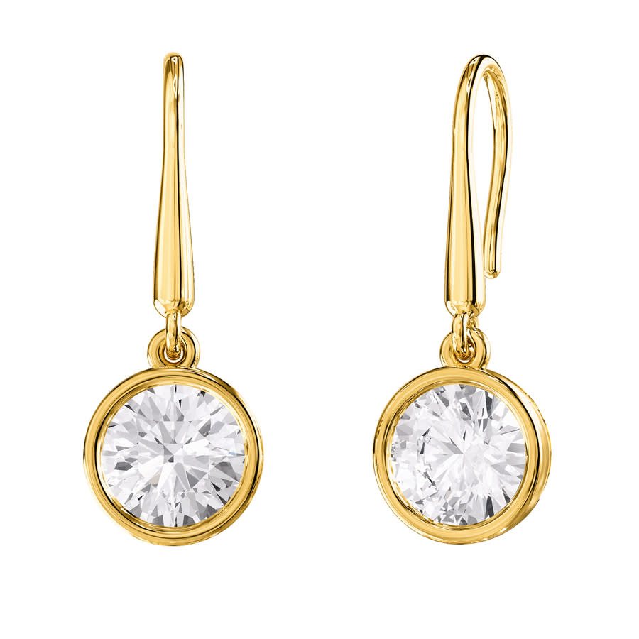 Diamond2Deal 18k Vermeil Plated Silver 2 Ct Round Lab Grown Diamond Drop Dangle Earrings VVS-VS E-F 475$