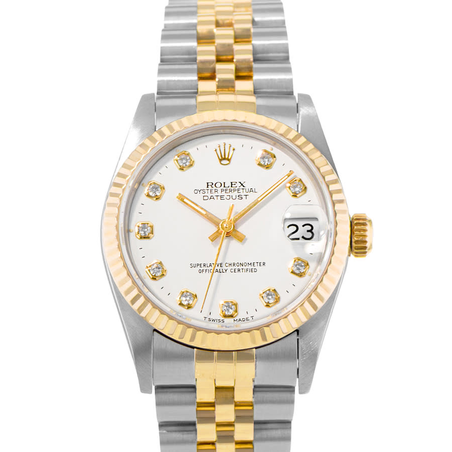 Preowned Rolex Datejust 31 Automatic Diamond White Dial Ladies Watch 68273 WDJ