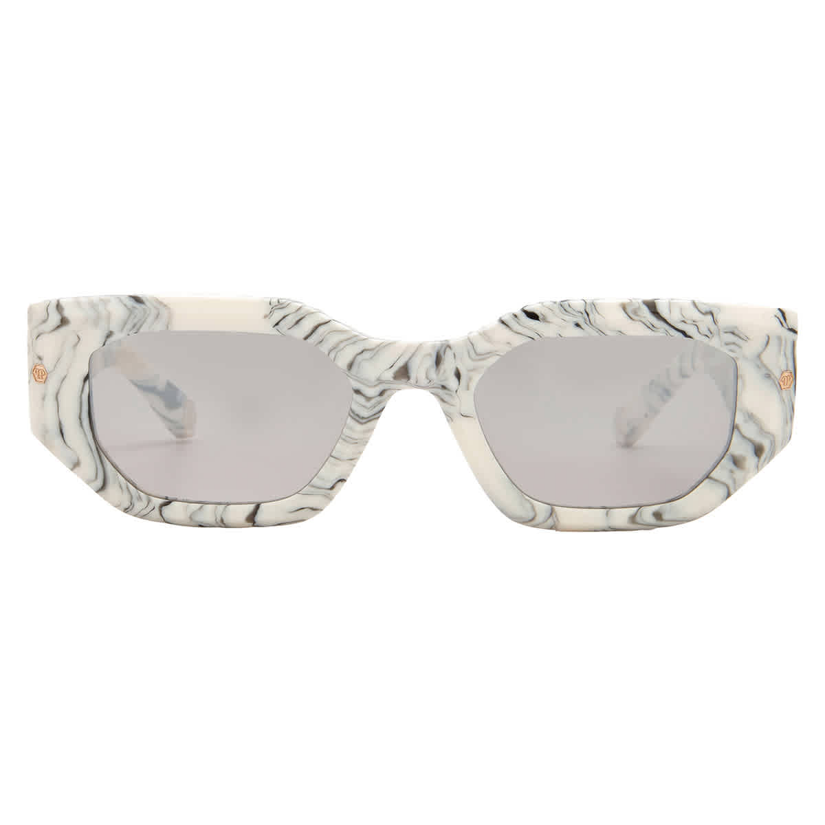 Philipp Plein Silver Mirror Rectangular Ladies Sunglasses SPP066M 09YL 51