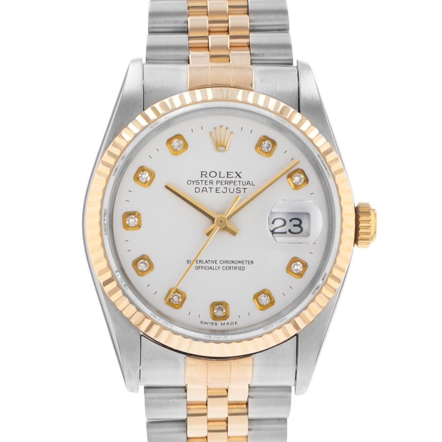 Preowned Rolex Datejust Automatic Chronometer Diamond White Dial Mens Watch 16233 WDJ