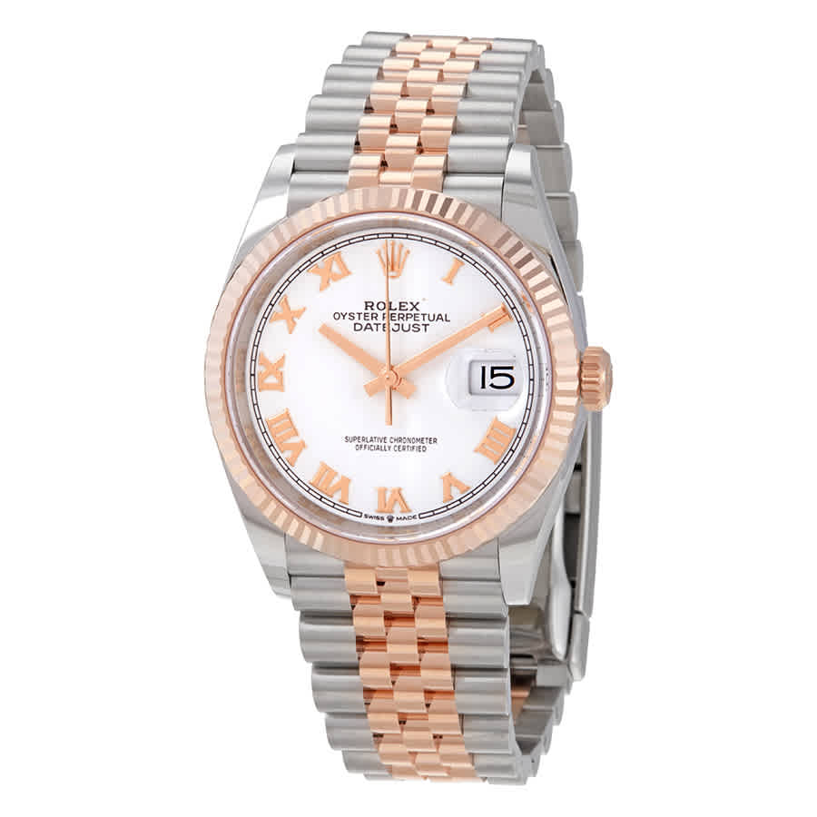Rolex Datejust 36 Automatic White Dial Mens Steel and 18kt Everose Gold Jubilee Watch 126231WRJ
