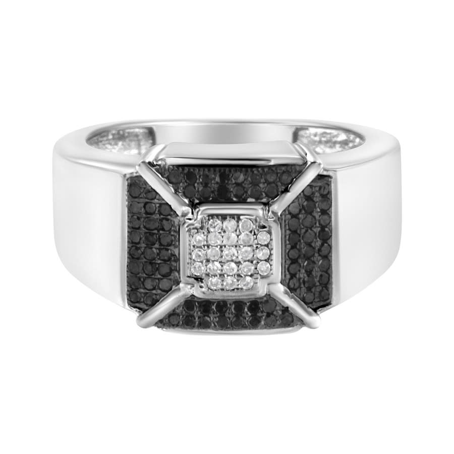 Haus of Brilliance 925 Sterling Silver 38 Cttw Composite Enhanced Black and White Diamond Mens Band Ring- Size 12 505$