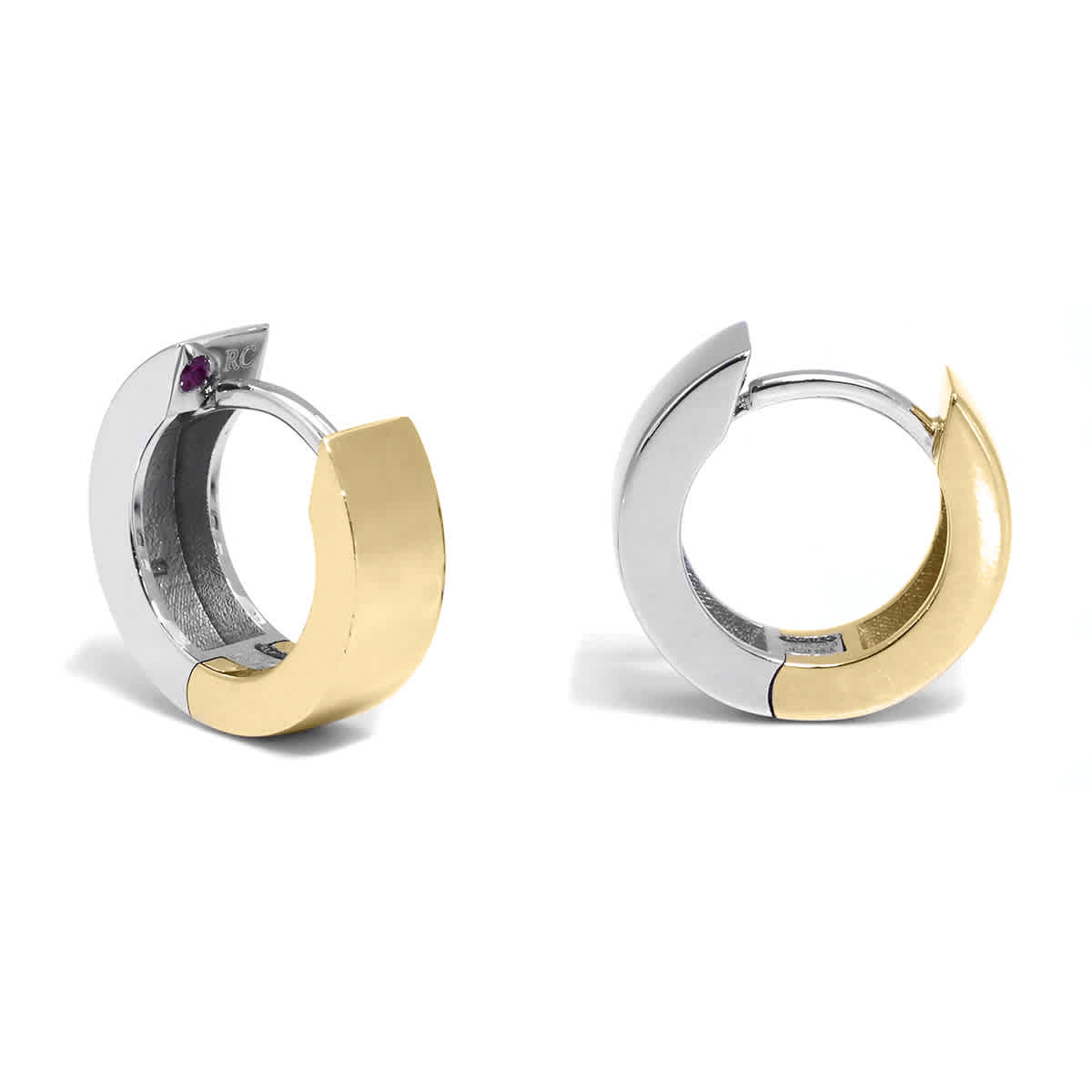Roberto Coin 18k Yellow And White Gold Oro Classic Hoop Earrings