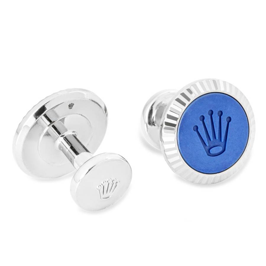 Rolex 18 kt White Gold Fluted Cufflinks