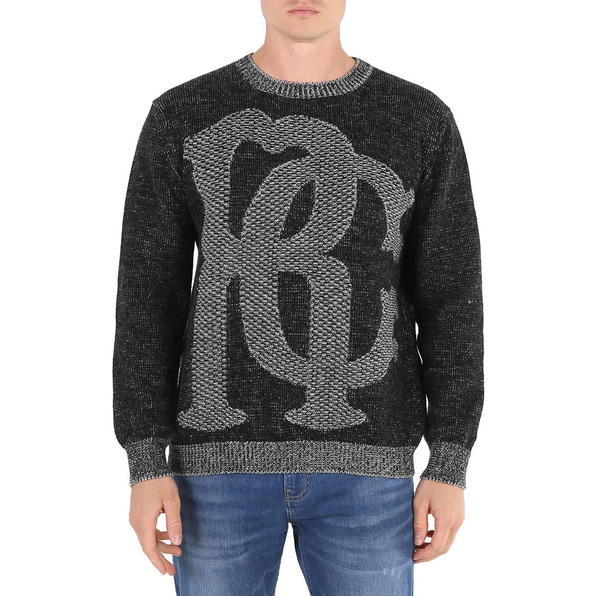 Roberto Cavalli Men s RC Logo Embroidered Oversized Sweater eBay