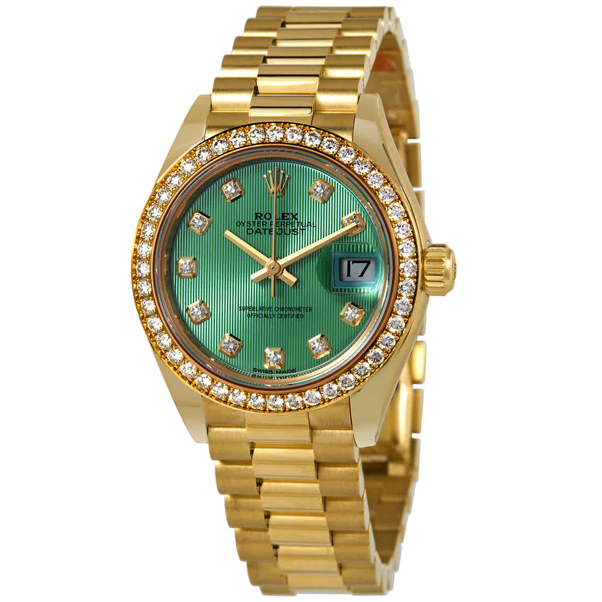 gold datejust green face