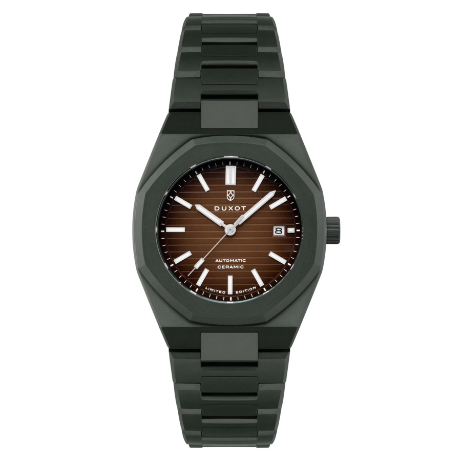 Duxot Pamplona Ceramic Automatic Brown Dial Mens Watch DX-2078-33