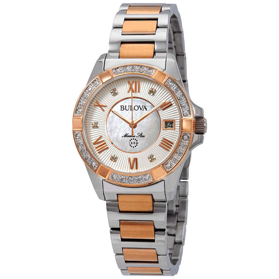 Bulova Marine Star Diamond White Mother of Pearl Dial Ladies Watch 98R234 339$