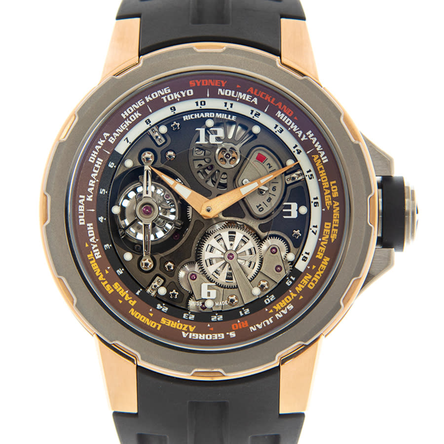 Richard Mille Manual Winding Tourbillon Worldtimer Hand Wind Mens Watch RM58-01