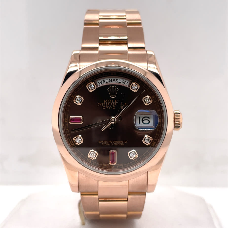 Preowned Rolex Day Date Automatic Diamond Mens Watch 118205 CHSRP