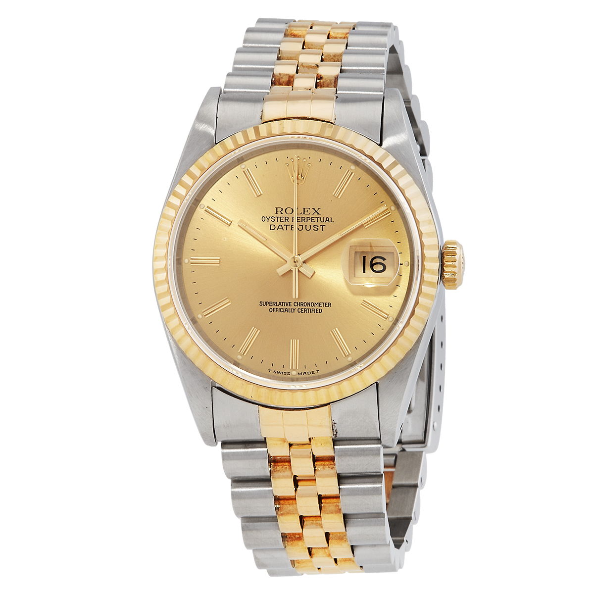 Preowned Preowned Rolex Datejust 36 Automatic Gold Dial Mens Watch 16233 CSJ