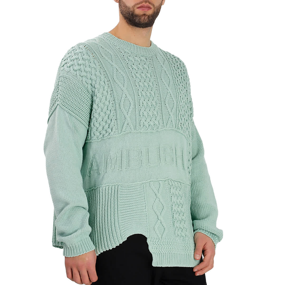 Ambush Men's Green Lily Patchwork Knit Crewneck Sweater | eBay