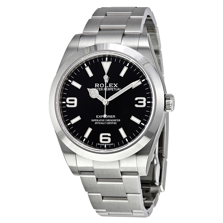 Preowned Rolex Explorer Automatic Chronometer Black Dial Mens Watch 214270BKASO3