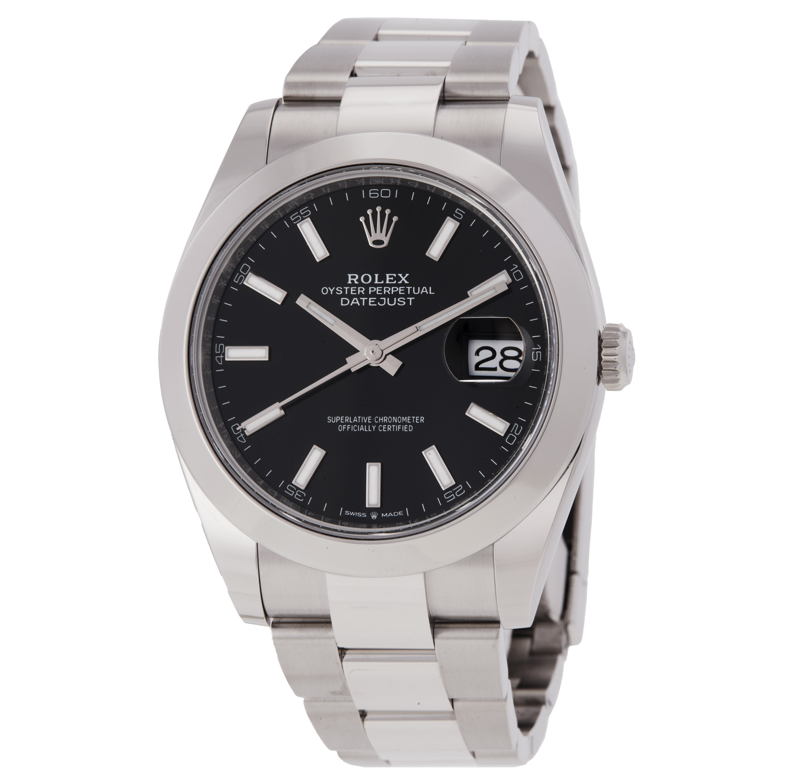 Preowned Rolex Datejust 41 Black Dial Automatic Stainless Steel Mens Watch 126300BKSO