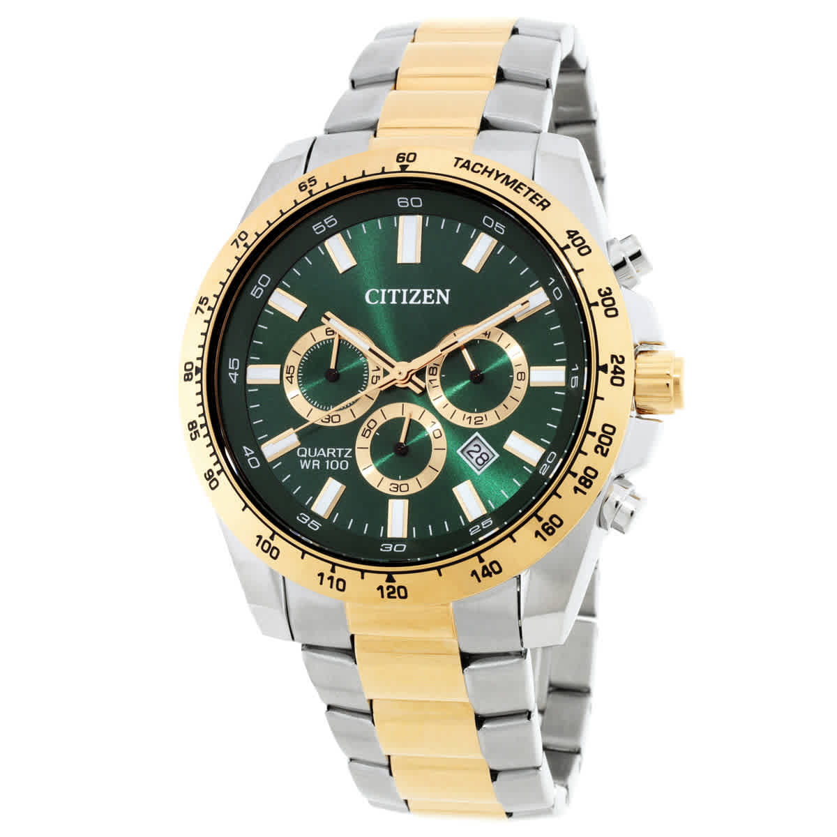 Citizen Sports Chronograph Quartz Green Dial Men's Watch AN8234