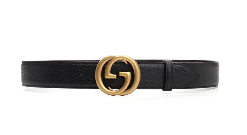 gucci leather belt with interlocking g buckle