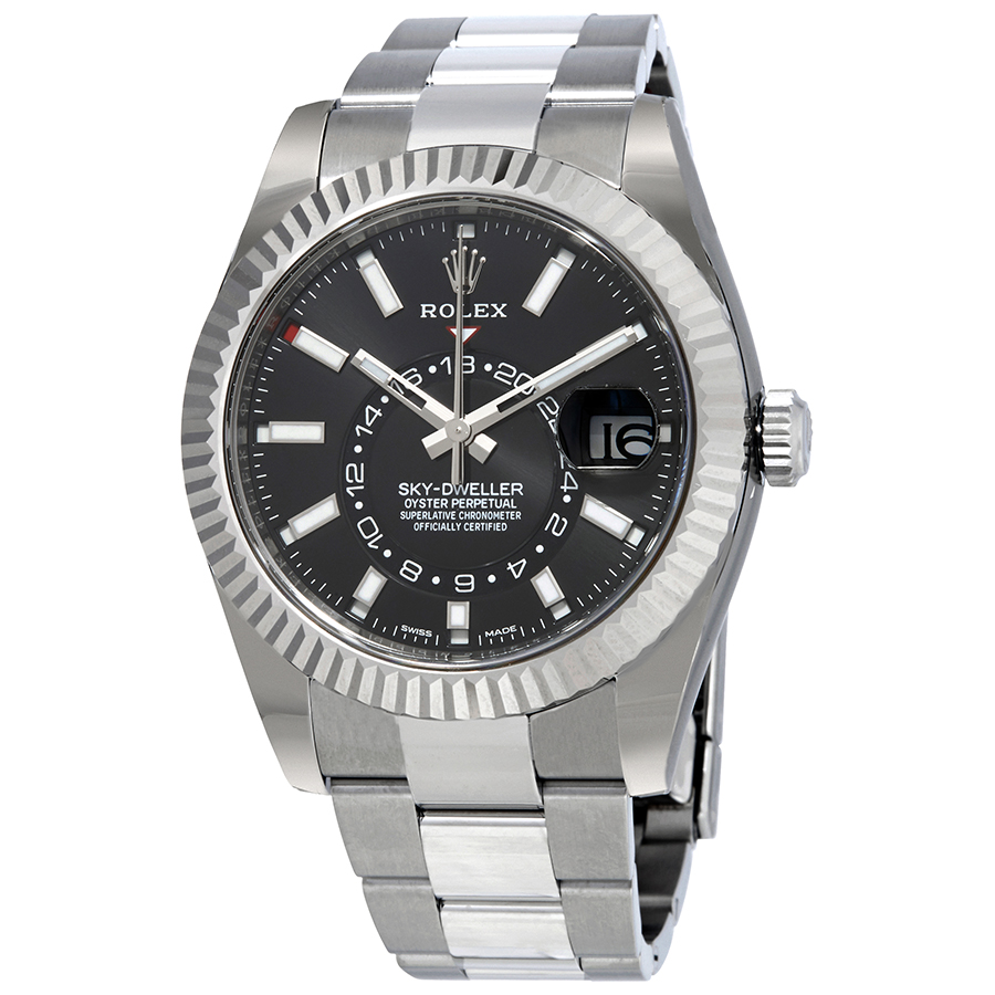 Preowned Rolex Sky Dweller GMT Automatic Black Dial Mens Watch 326934BKSO